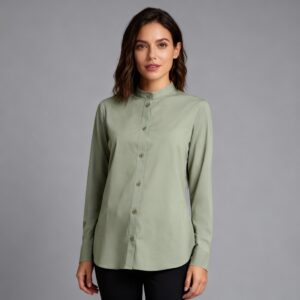 Camisa Stretch ML Cuello Mao - Mujer
