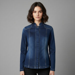 Chaquetilla Punto Denim Slim Fit - Mujer